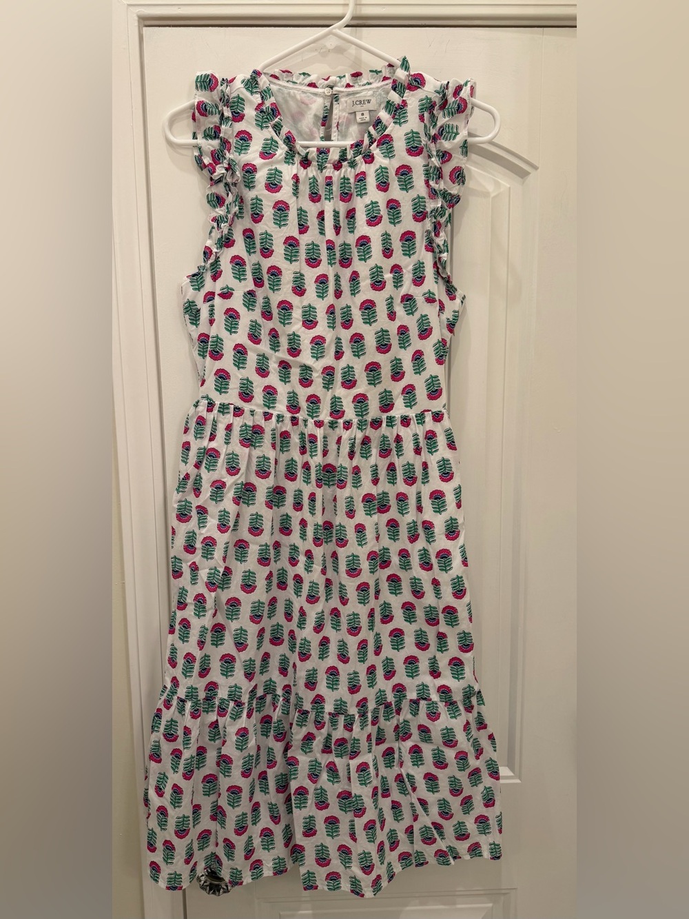 J. Crew Ruffle Sleeveless Floral Print Dress 8